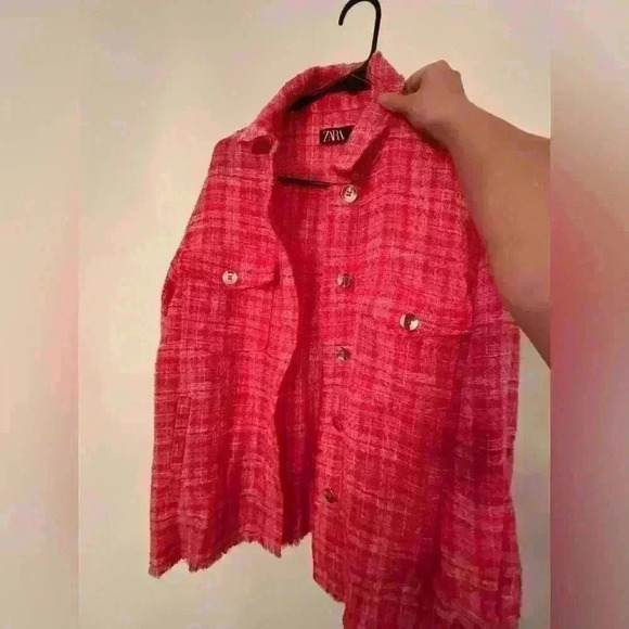 ZARA Pink Tweed Shacket - Picture 2 of 4